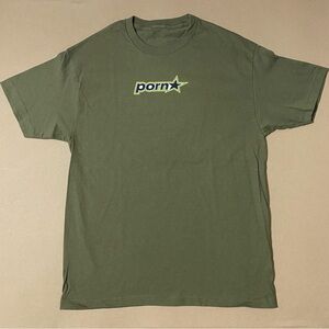 Pornstar graphic army green tee mens skater tee